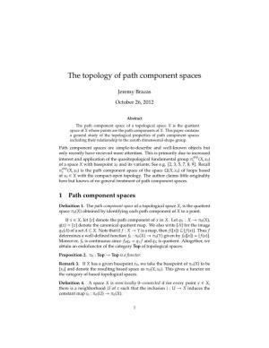 The Topology of Path Component Spaces