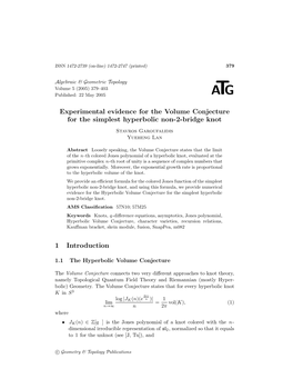 Experimental Evidence for the Volume Conjecture for the Simplest Hyperbolic Non-2-Bridge Knot Stavros Garoufalidis Yueheng Lan