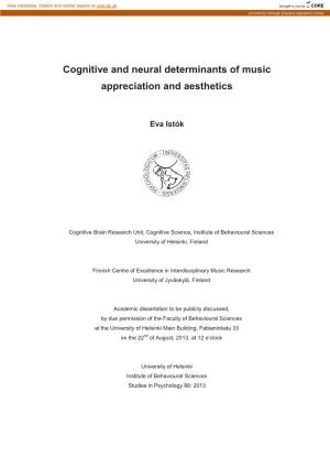 Cognitive and Neural Determinants of Music Appreciation and Aesthetics