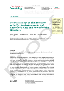 Ulcers As a Sign of Skin Infection with Mycobacterium Wolinskyi: Report of a Case and Review of the Literature