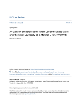 An Overview of Changes to the Patent Law of the United States After the Patent Law Treaty, 26 J