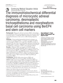 The Immunohistochemical Differential Diagnosis of Microcystic Adnexal