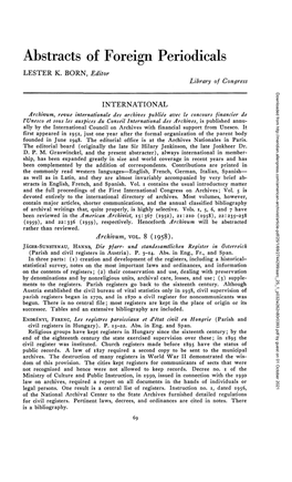 Abstracts of Foreign Periodicals LESTER K
