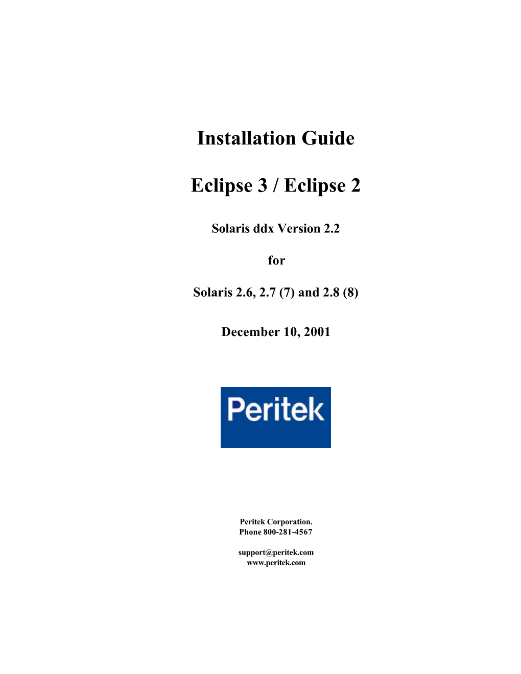 Installation Guide Eclipse 3 / Eclipse 2
