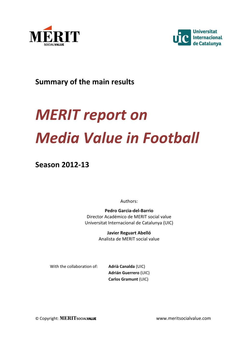 MERIT Report on Media Value in Football