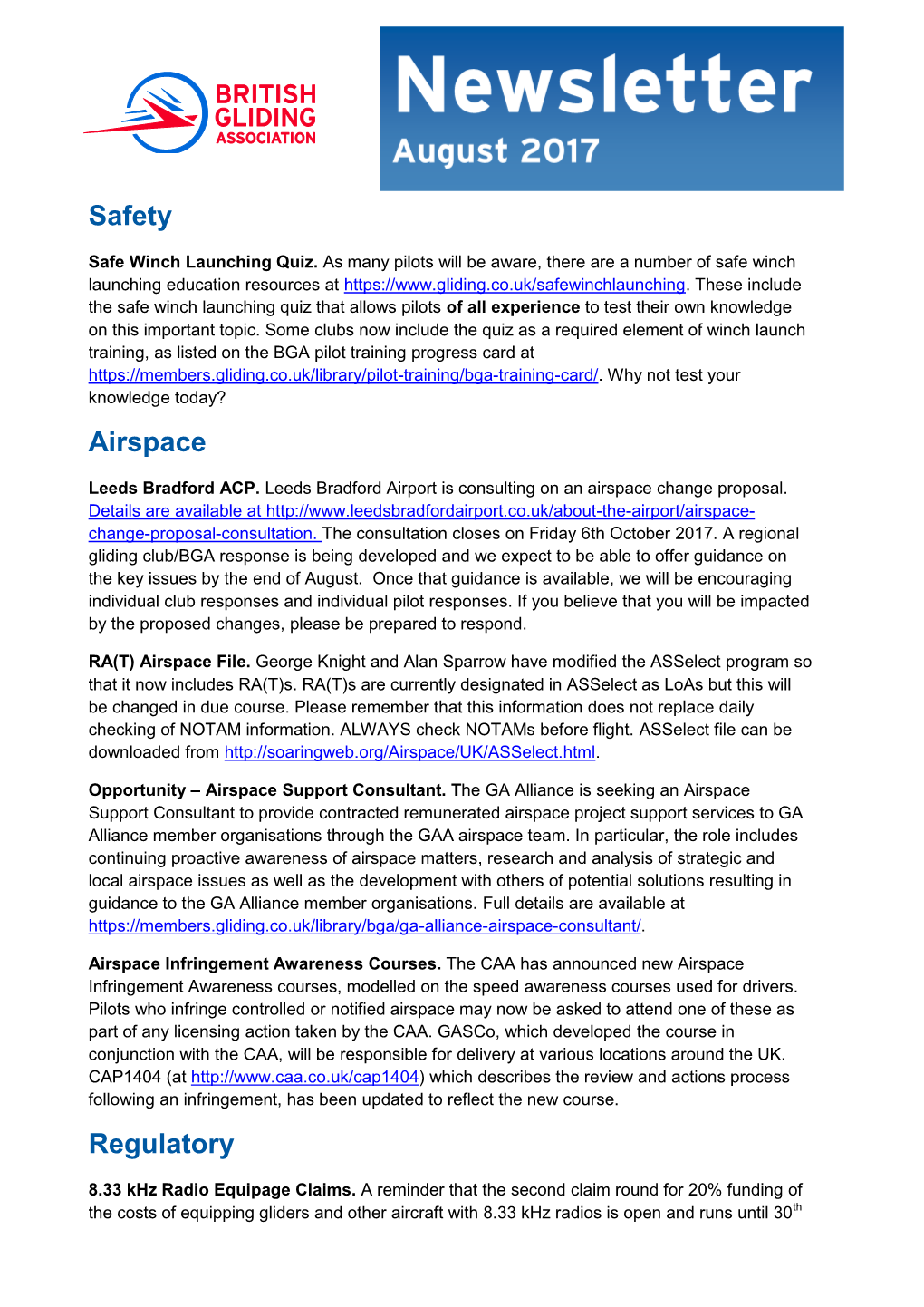 Safety Airspace Regulatory