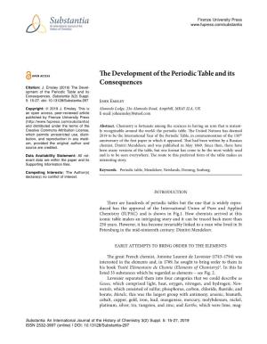 The Development of the Periodic Table and Its Consequences Citation: J