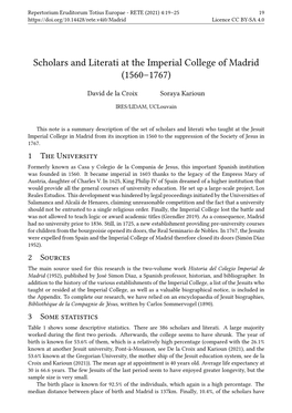 Scholars and Literati at the Imperial College of Madrid (1560–1767)