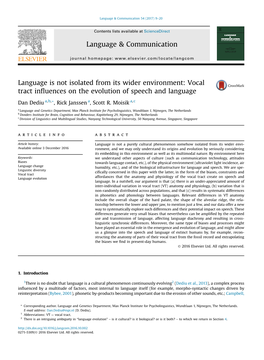 Vocal Tract Influences on the Evolution of Speech and Language