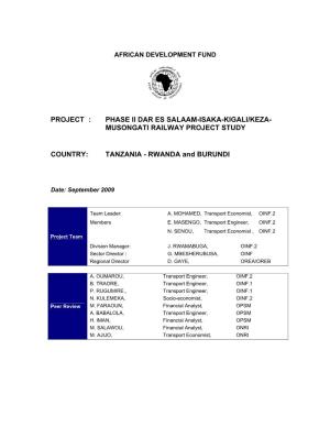 Tanzania-Rwanda-Burundi Phase II Dar Es Salaam-Isaka-Kigali/Keza-Musongati Railway Project Study 2