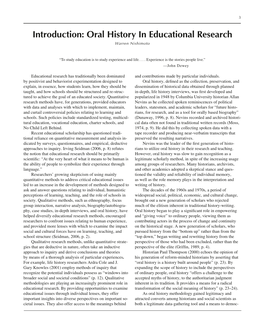 Introduction: Oral History in Educational Research Warren Nishimoto