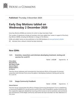 View Early Day Motions PDF File 0.12 MB