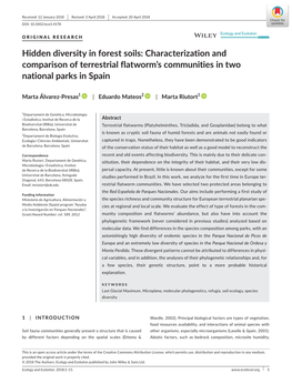 Hidden Diversity in Forest Soils: Characterization and Comparison of Terrestrial Flatworm’S Communities in Two National Parks in Spain