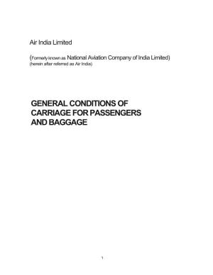 General Conditions of Carriage for Passengers and Baggage