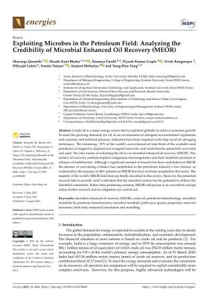 Analyzing the Credibility of Microbial Enhanced Oil Recovery (MEOR)