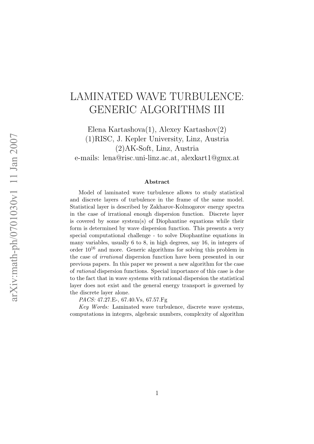 Laminated Wave Turbulence: Generic Algorithms