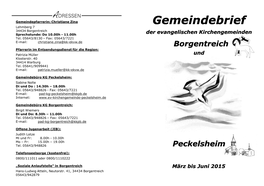Gemeindebrief Lehmberg 7 34434 Borgentreich Sprechstunde: Do 10.00H - 11.00H Der Evangelischen Kirchengemeinden Tel