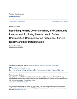 Rethinking Autism, Communication, and Community