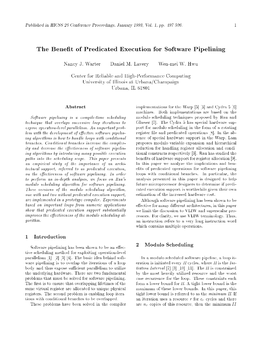 The Bene T of Predicated Execution for Software Pipelining