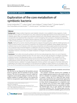 Exploration of the Core Metabolism of Symbiotic Bacteria