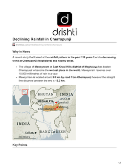 Declining Rainfall in Cherrapunji