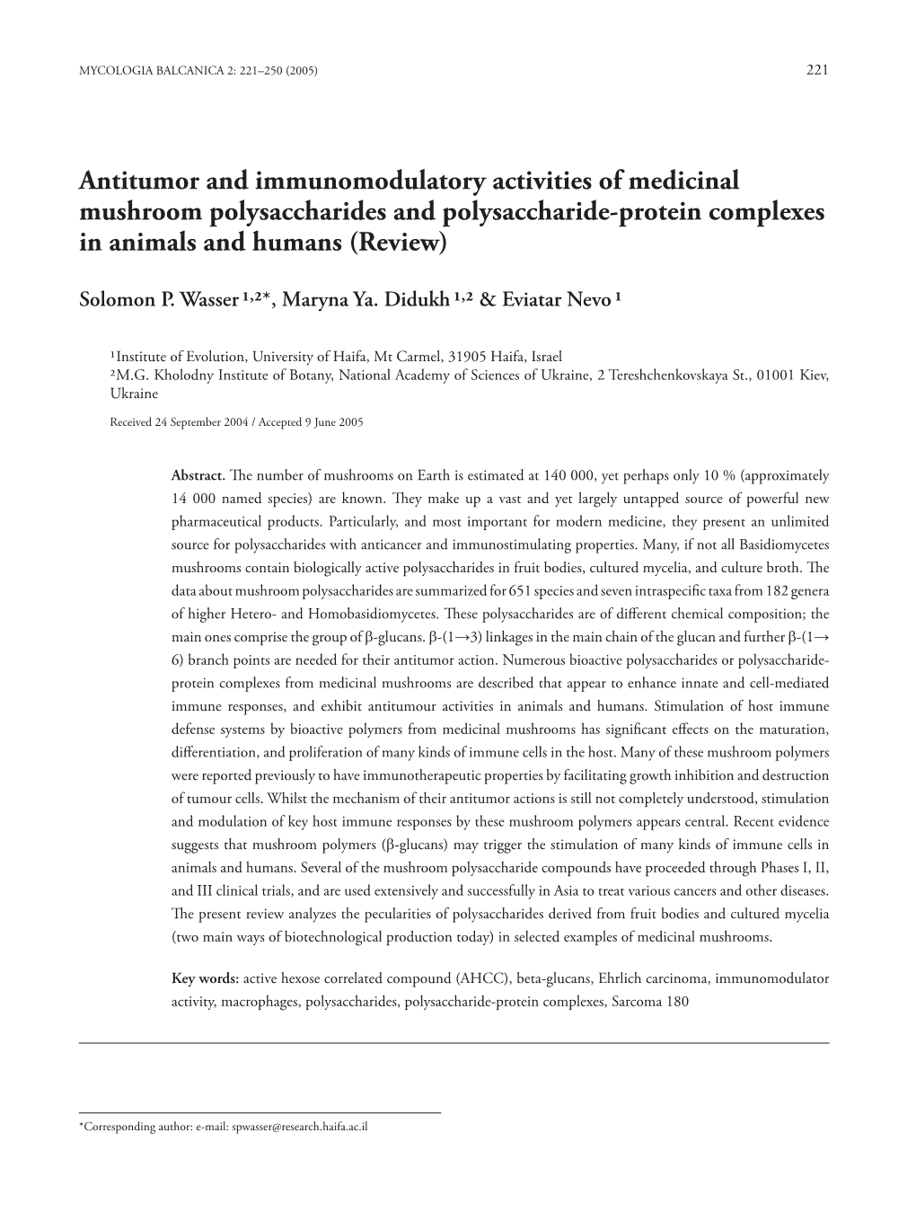 Antitumor and Immunomodulatory Activities of Medicinal Mushroom Polysaccharides and Polysaccharide-Protein Complexes in Animals and Humans (Review)