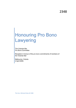 Honouring Pro Bono Lawyering