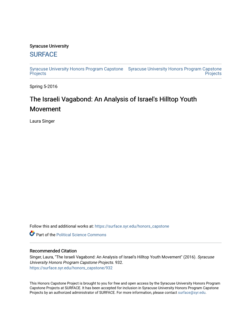 An Analysis of Israel's Hilltop Youth Movement