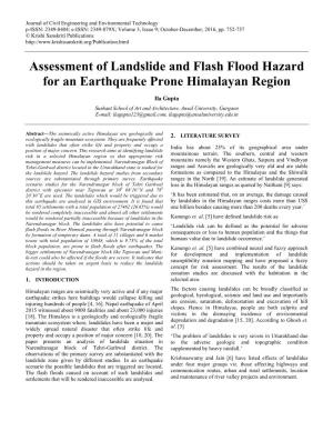 Assessment of Landslide and Flash Flood Hazard for an Earthquake Prone Himalayan Region