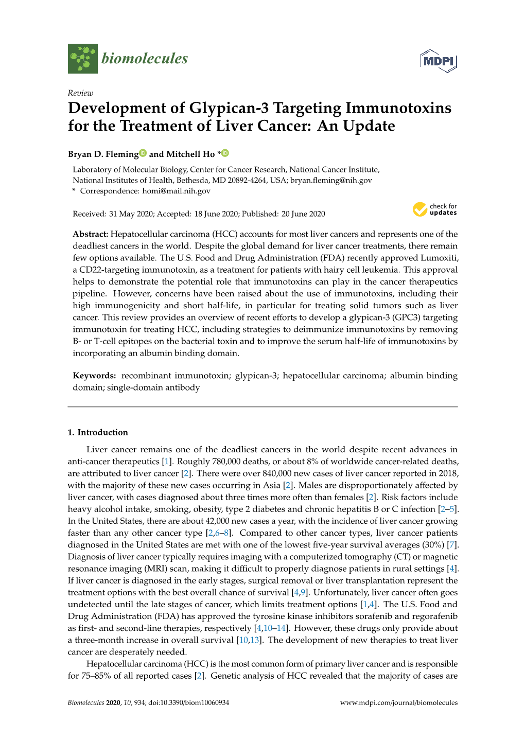 Development of Glypican-3 Targeting Immunotoxins for the Treatment of Liver Cancer: an Update