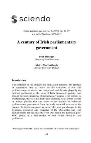 A Century of Irish Parliamentary Government