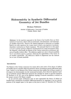 Holonomicity in Synthetic Differential Geometry of Jet Bundles