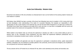 Acute Care Fellowship - Western Isles