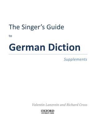 The Singer's Guide to German Diction: Supplements