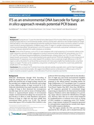 ITS As an Environmental DNA Barcode for Fungi