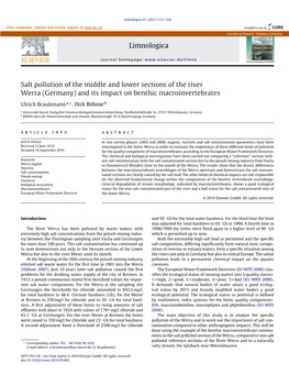 Salt Pollution of the Middle and Lower Sections of the River Werra (Germany) and Its Impact on Benthic Macroinvertebrates