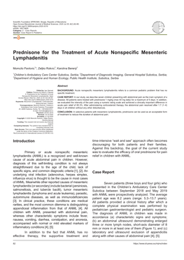 Prednisone for the Treatment of Acute Nonspecific Mesenteric Lymphadenitis