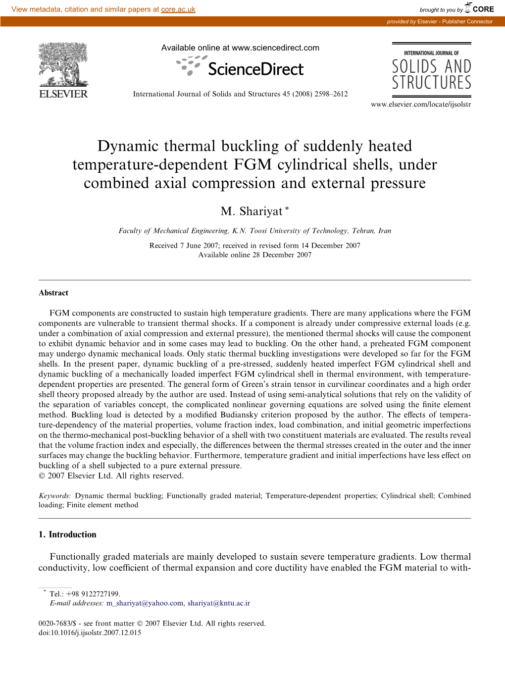 Dynamic Thermal Buckling of Suddenly Heated Temperature-Dependent FGM Cylindrical Shells, Under Combined Axial Compression and External Pressure