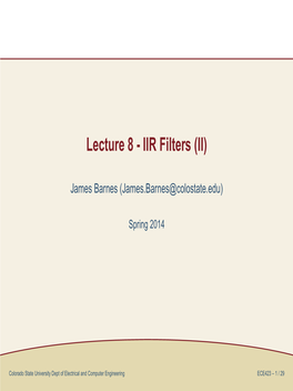 IIR Filters (II)