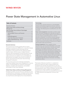 Power State Management in Automotive Linux