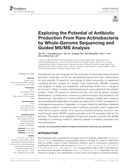 Exploring the Potential of Antibiotic Production from Rare Actinobacteria by Whole-Genome Sequencing and Guided MS/MS Analysis