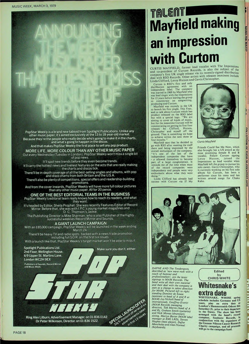 MUSIC WEEK, MARCH 3, 1979 Popstar Weekly Is a Brand New