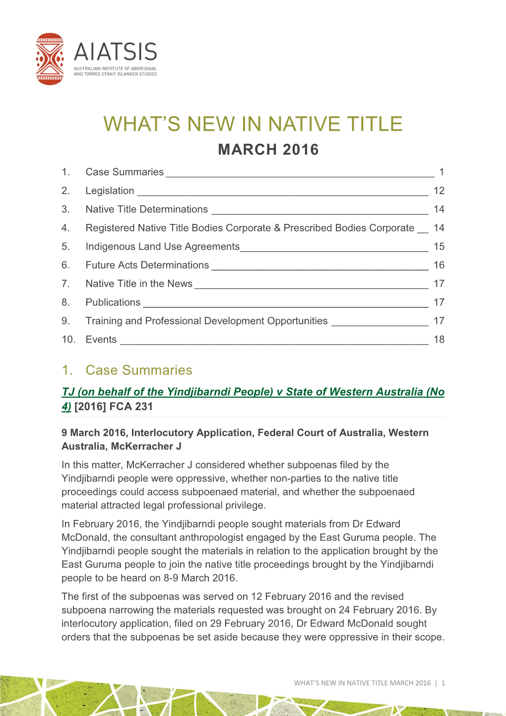 What's New in Native Title March 2016