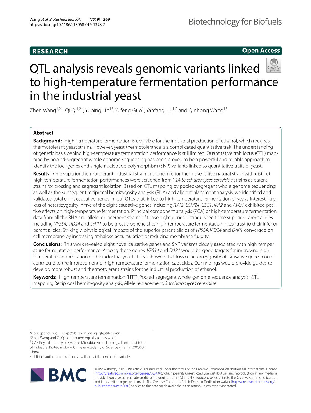 QTL Analysis Reveals Genomic Variants Linked to High-Temperature