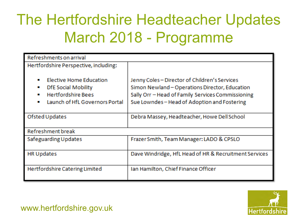 Headteachers Update 8Th March 2018