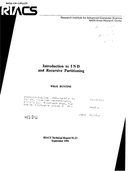 Introduction to I N D and Recursive Partitioning