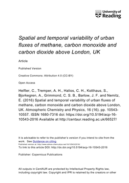 Spatial and Temporal Variability of Urban Fluxes of Methane, Carbon Monoxide and Carbon Dioxide Above London, UK