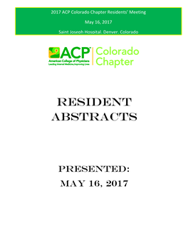 Resident Abstracts