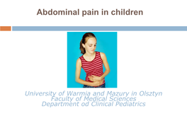 Abdominal Pain in Childhood- a Common Problem