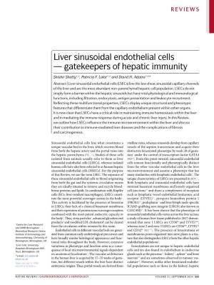 Liver Sinusoidal Endothelial Cells — Gatekeepers of Hepatic Immunity